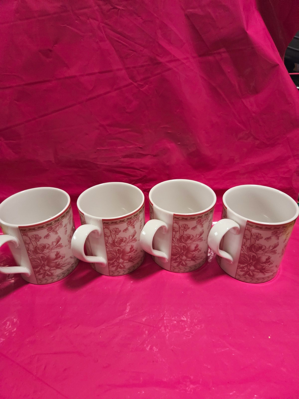 Royal Doulton Studio Provence Fine China Floral Mugs Set Of 4 Dishwasher Safe